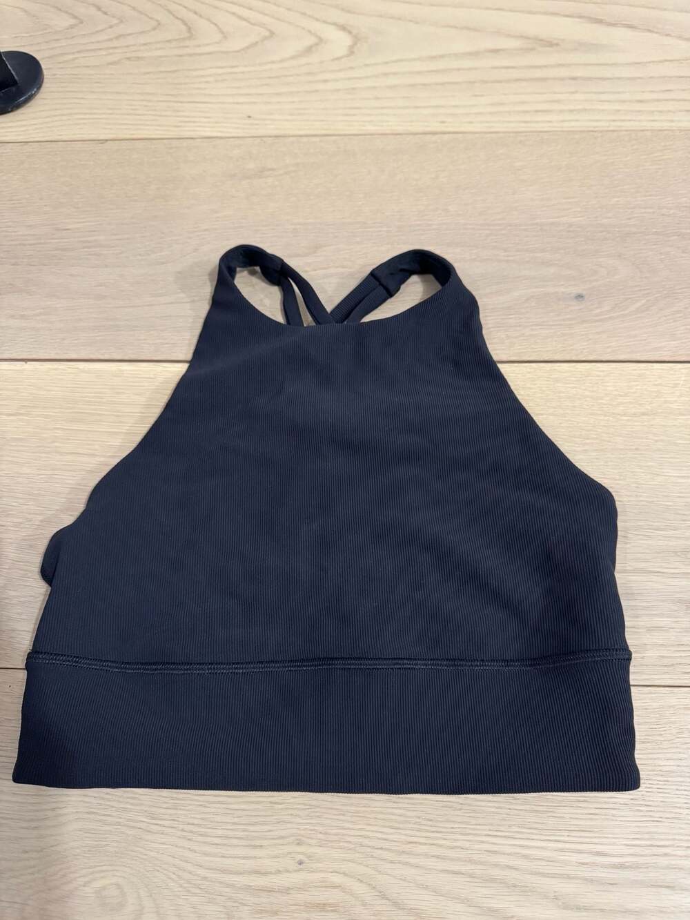 Lululemon Ribbed High Neck Cross Back Sports Bra Black Size 6